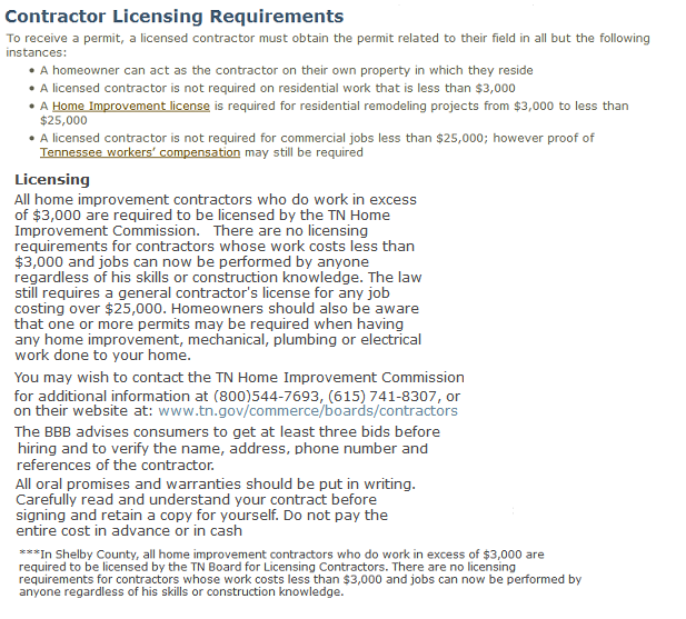 Contractor Licensing Requirements